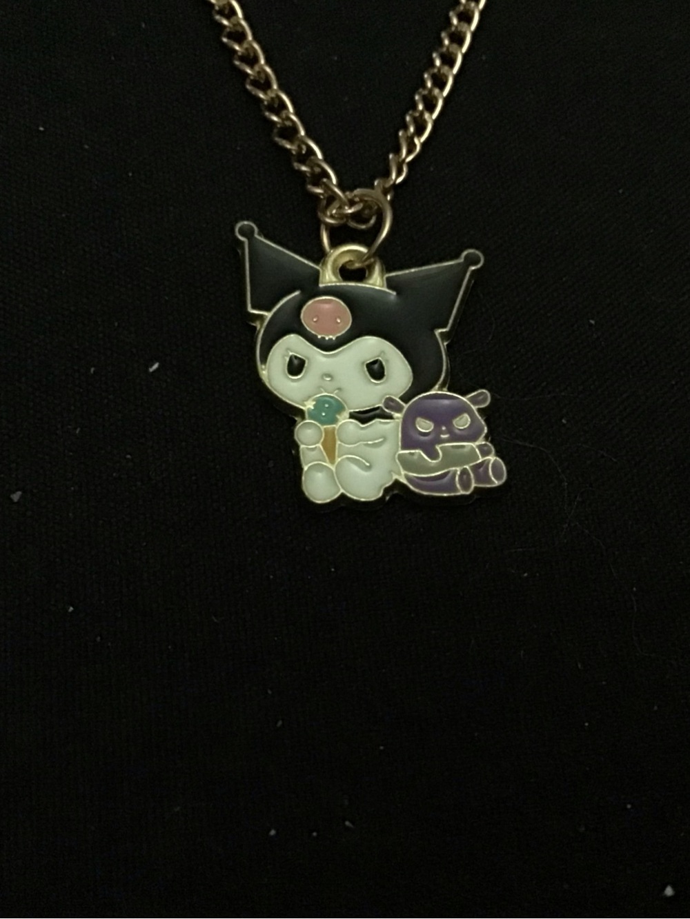 Sanrio Kuromi Character Pendant Necklace in Black, Pink, White and Purple
